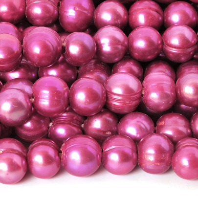 Large Hole Freshwater Pearl-Magenta-10mm-Quantity 1