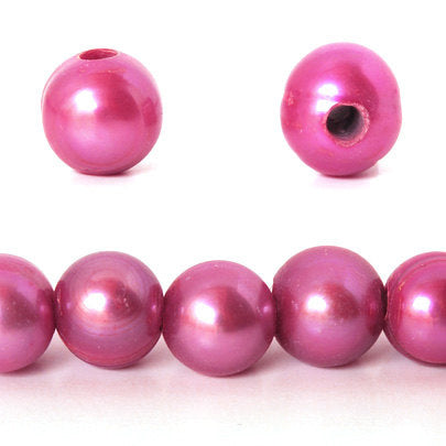 Large Hole Freshwater Pearl-Magenta-10mm-Quantity 1