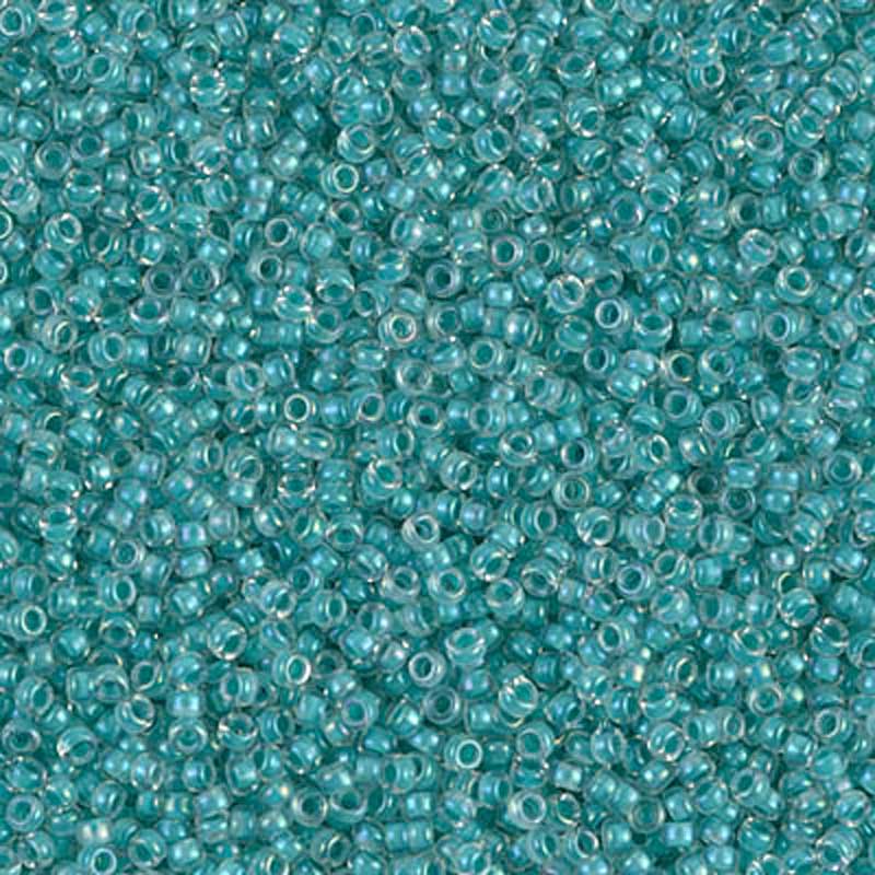 Seed Beads-15/0 Round-2208 Lined Aqua Blue AB-Miyuki-7 Grams
