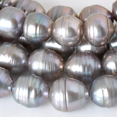 Large Hole Freshwater Pearl-Light Peacock Grey-10x12mm-Quantity 1