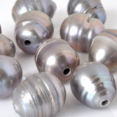 Large Hole Freshwater Pearl-Light Peacock Grey-10x12mm-Quantity 1