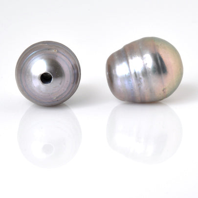 Large Hole Freshwater Pearl-Light Peacock Grey-10x12mm-Quantity 1