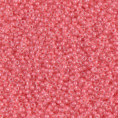 Seed Beads-15/0 Round-204 Coral Lined Crystal-Miyuki-7 Grams