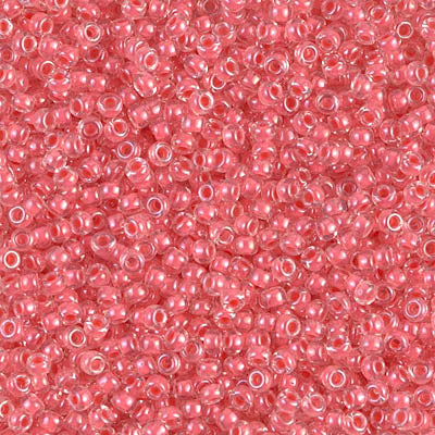 Seed Beads-15/0 Round-204 Coral Lined Crystal-Miyuki-7 Grams