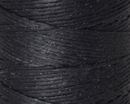 4-ply waxed Irish linen cord in black, 0.7mm thick, 10 yard spool for jewelry making