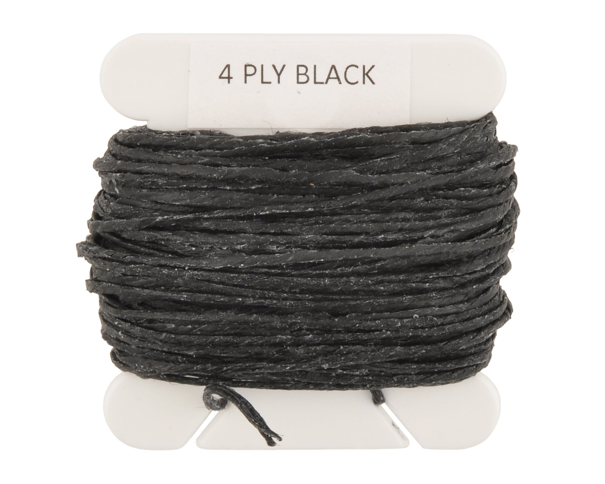 4-ply waxed Irish linen cord in black, 0.7mm thick, 10 yard spool for jewelry making