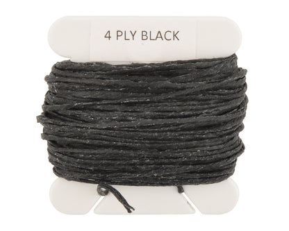 4-ply waxed Irish linen cord in black, 0.7mm thick, 10 yard spool for jewelry making