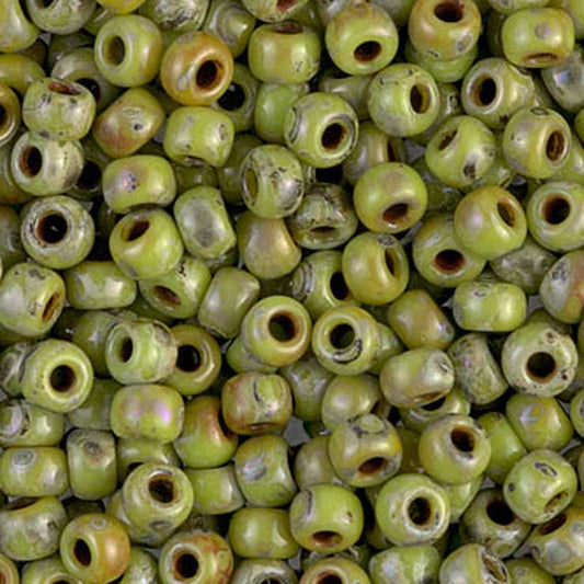 Seed Beads-6/0 Round-4515 Picasso Chartreuse Matte-Miyuki-16 Grams