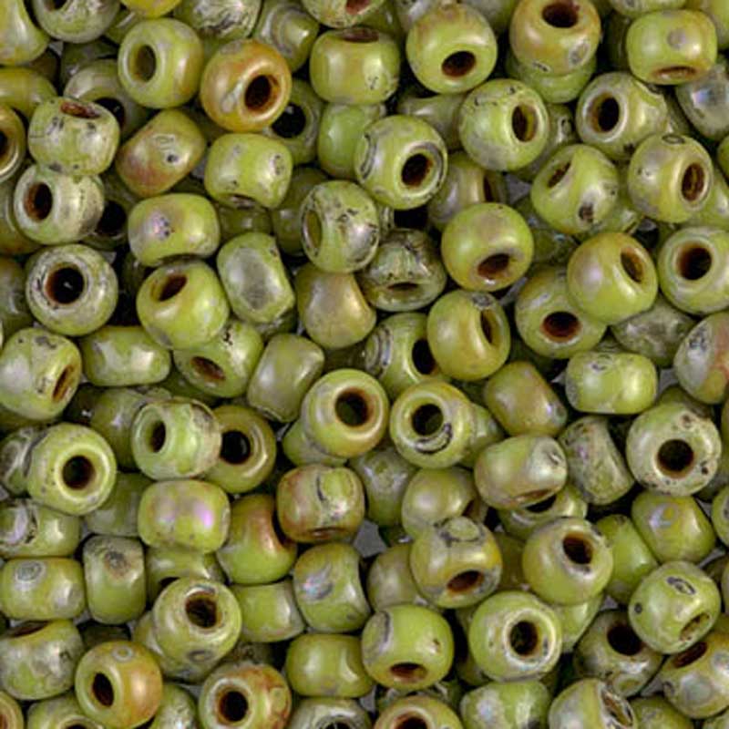 Seed Beads-8/0 Round-4515 Picasso Chartreuse Matte-Miyuki-16 Grams