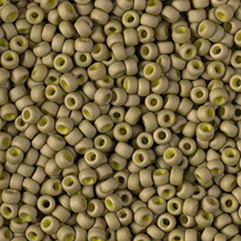 Seed Beads-11/0 Round-2032 Matte Opaque Golden Olive Luster-Miyuki-7 Grams