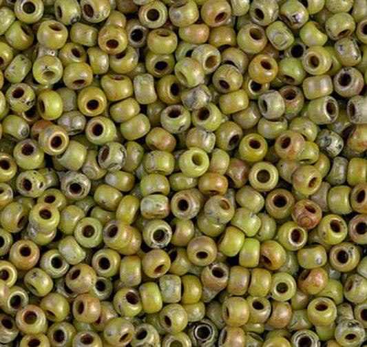 Seed Beads-1150 Round-4515 Picasso Chartreuse Matte-Miyuki-7 Grams