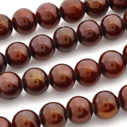 Large Hole Freshwater Pearl-Copper Brown-8mm-Quantity 1