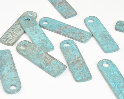 Casting Pendants-17x60mm Chinese Passport-Green Patina-Quantity 1