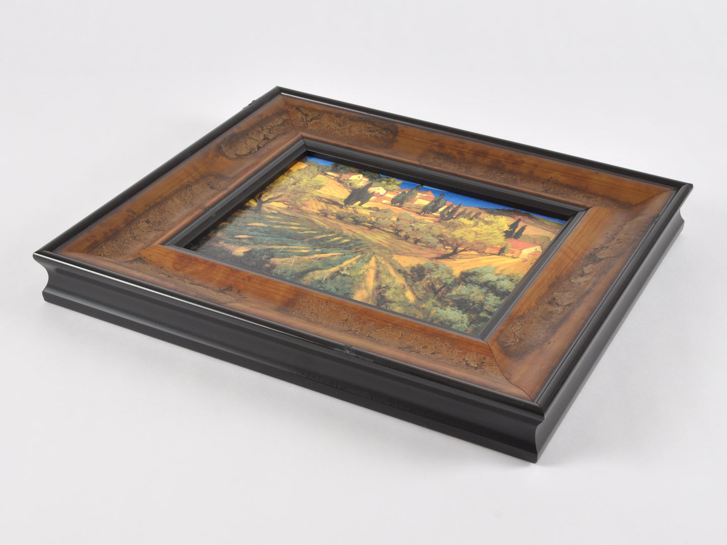 Custom Framed Vintage Tuscan Landscape Wall Art-Unique Distressed Frame-Gift for Art Collector Tamara Scott Designs