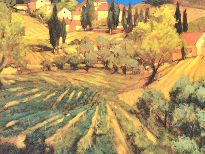 Custom Framed Vintage Tuscan Landscape Wall Art-Unique Distressed Frame-Gift for Art Collector Tamara Scott Designs