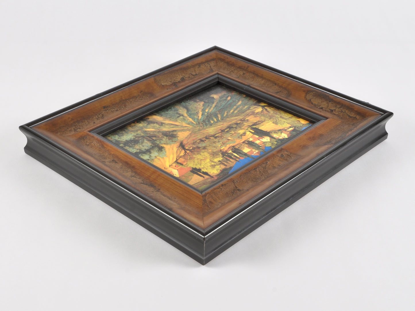 Custom Framed Vintage Tuscan Landscape Wall Art-Unique Distressed Frame-Gift for Art Collector Tamara Scott Designs