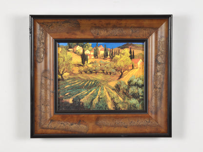 Custom Framed Vintage Tuscan Landscape Wall Art-Unique Distressed Frame-Gift for Art Collector Tamara Scott Designs