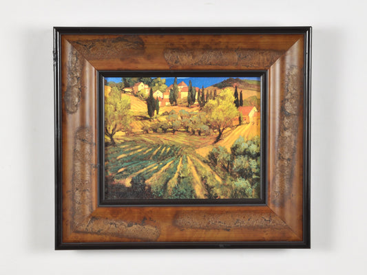 Custom Framed Vintage Tuscan Landscape Wall Art-Unique Distressed Frame-Gift for Art Collector Tamara Scott Designs