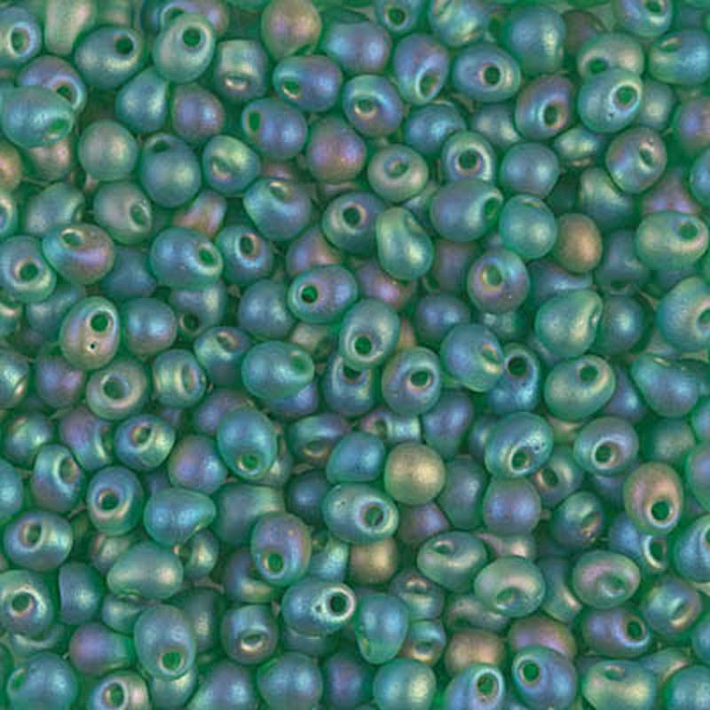 Seed Beads-3.4mm Drop-146FR Matte Transparent Green AB-Miyuki-7 Grams