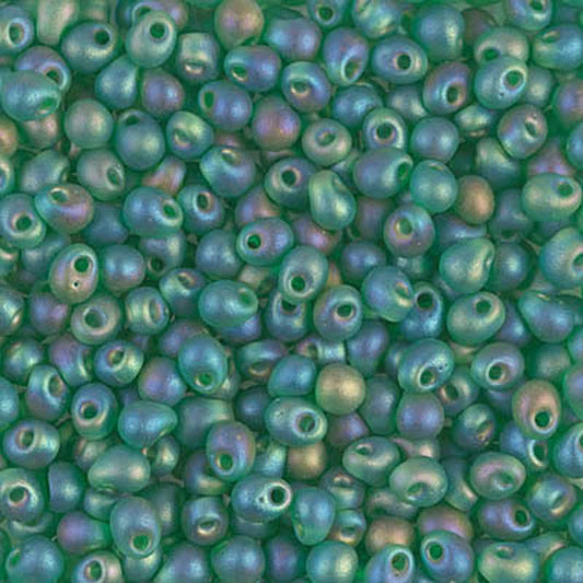 Seed Beads-3.4mm Drop-146FR Matte Transparent Green AB-Miyuki-7 Grams