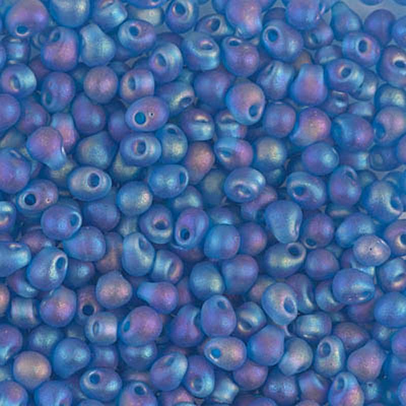 Seed Beads-3.4mm Drop-149FR Matte Transparent Capri Blue AB-Miyuki-7 Grams