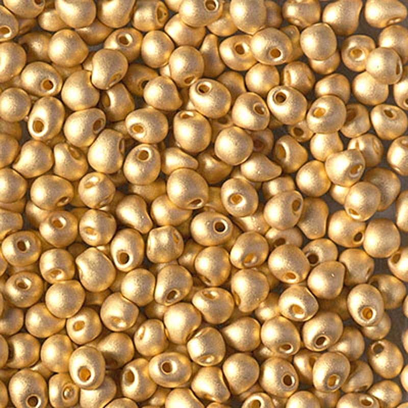 Seed Beads-3.4mm Drop-191F Matte 24kt Gold Plated-Miyuki-5 Grams
