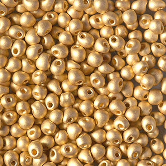 Seed Beads-3.4mm Drop-191F Matte 24kt Gold Plated-Miyuki-5 Grams