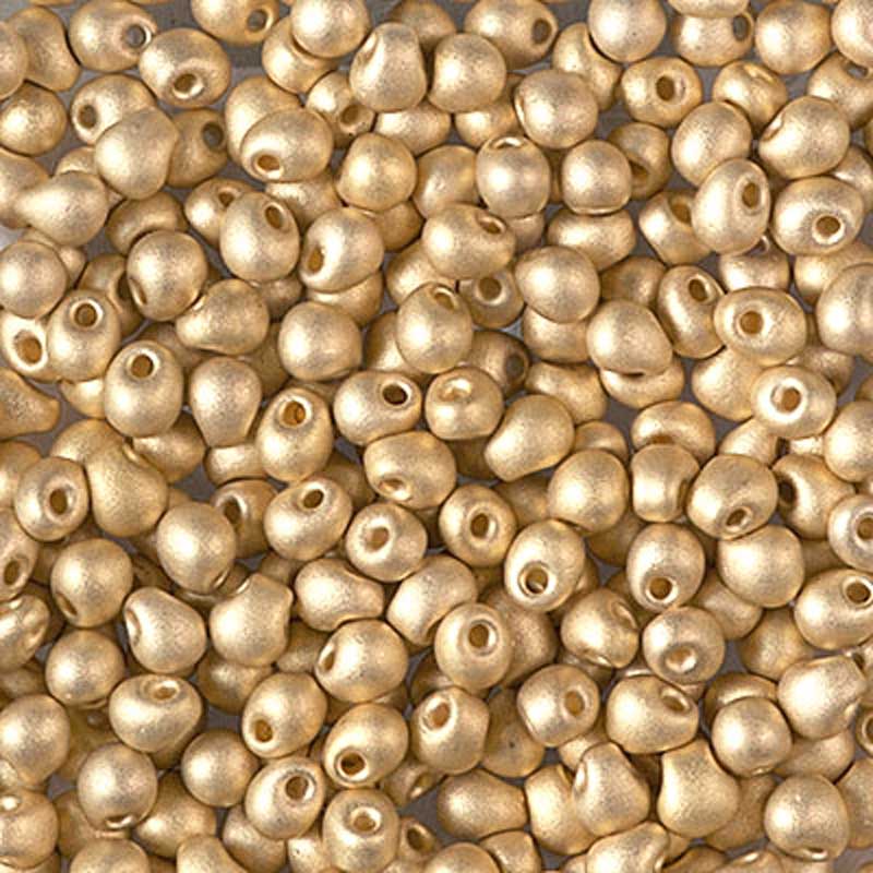Seed Beads-3.4mm Drop-193F Matte 24kt Gold Light Plated-Miyuki-5 Grams