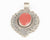 Vintage Pendants-Tribal Gypsy Glass Pendant-Antique Silver-Opaque Red