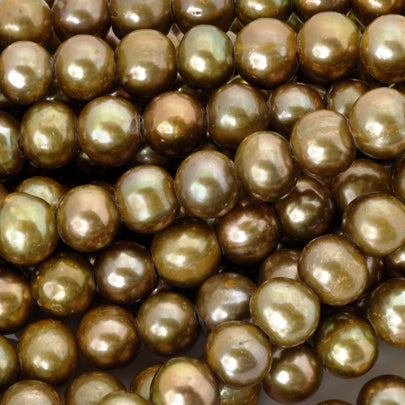 Large Hole Freshwater Pearl-Olive Gold-10mm-Quantity 1