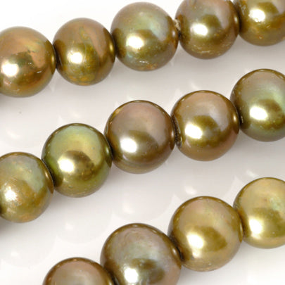 Large Hole Freshwater Pearl-Olive Gold-10mm-Quantity 1