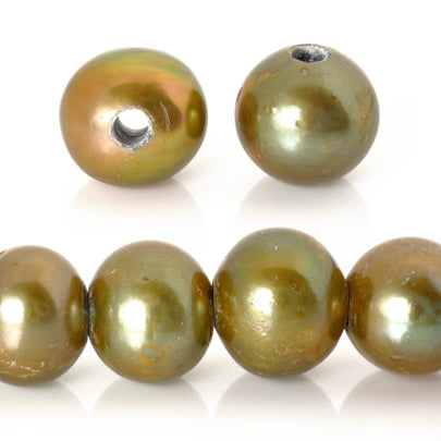 Large Hole Freshwater Pearl-Olive Gold-10mm-Quantity 1