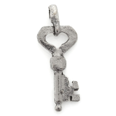 Pewter-11x18mm Key Charm-Antique Silver-Quantity 1