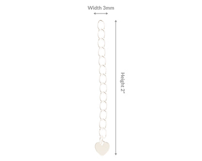 Jewelry Chain-Extender with Heart-Silver Plated-2 Inches-Quantity 1