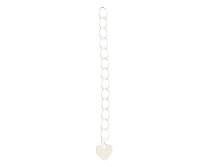 Jewelry Chain-Extender with Heart-Silver Plated-2 Inches-Quantity 1