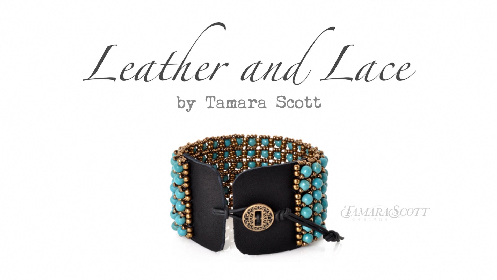Load video: Leather and Lace Bracelet Tutorial | Beaded Leather Jewelry by Tamara Scott Designs