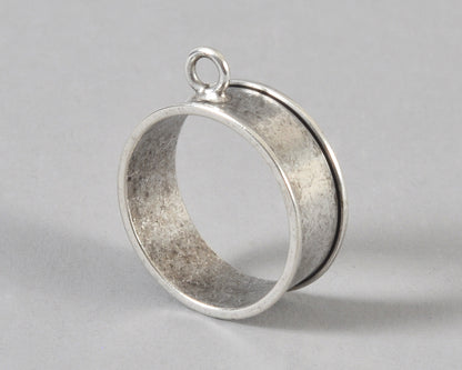 Nunn Design-Brass-Deep Channel Open Bezel Large Circle Single Loop-Antique Silver-Quantity 1