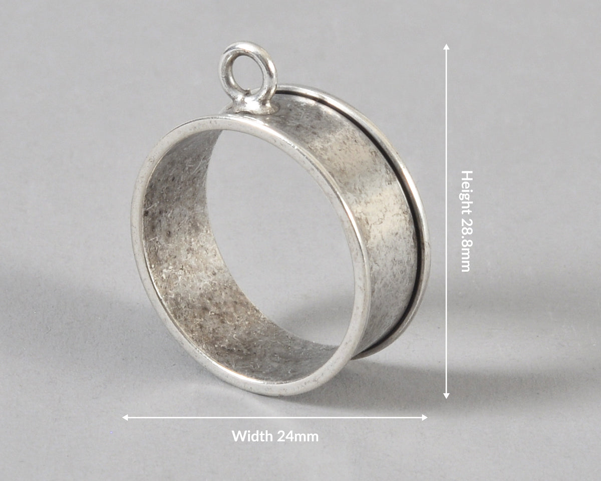 Nunn Design-Brass-Deep Channel Open Bezel Large Circle Single Loop-Antique Silver-Quantity 1