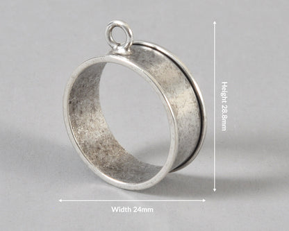 Nunn Design-Brass-Deep Channel Open Bezel Large Circle Single Loop-Antique Silver-Quantity 1