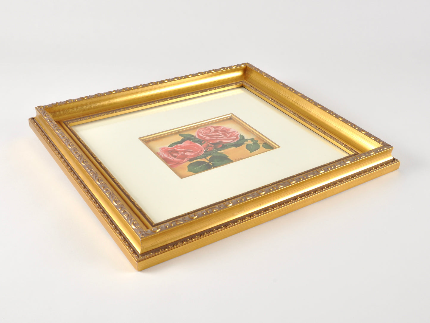 Oil Painting-Vintage Roses-Ornate Gold Gilded Wood Framed and Matted-by Tamara Scott