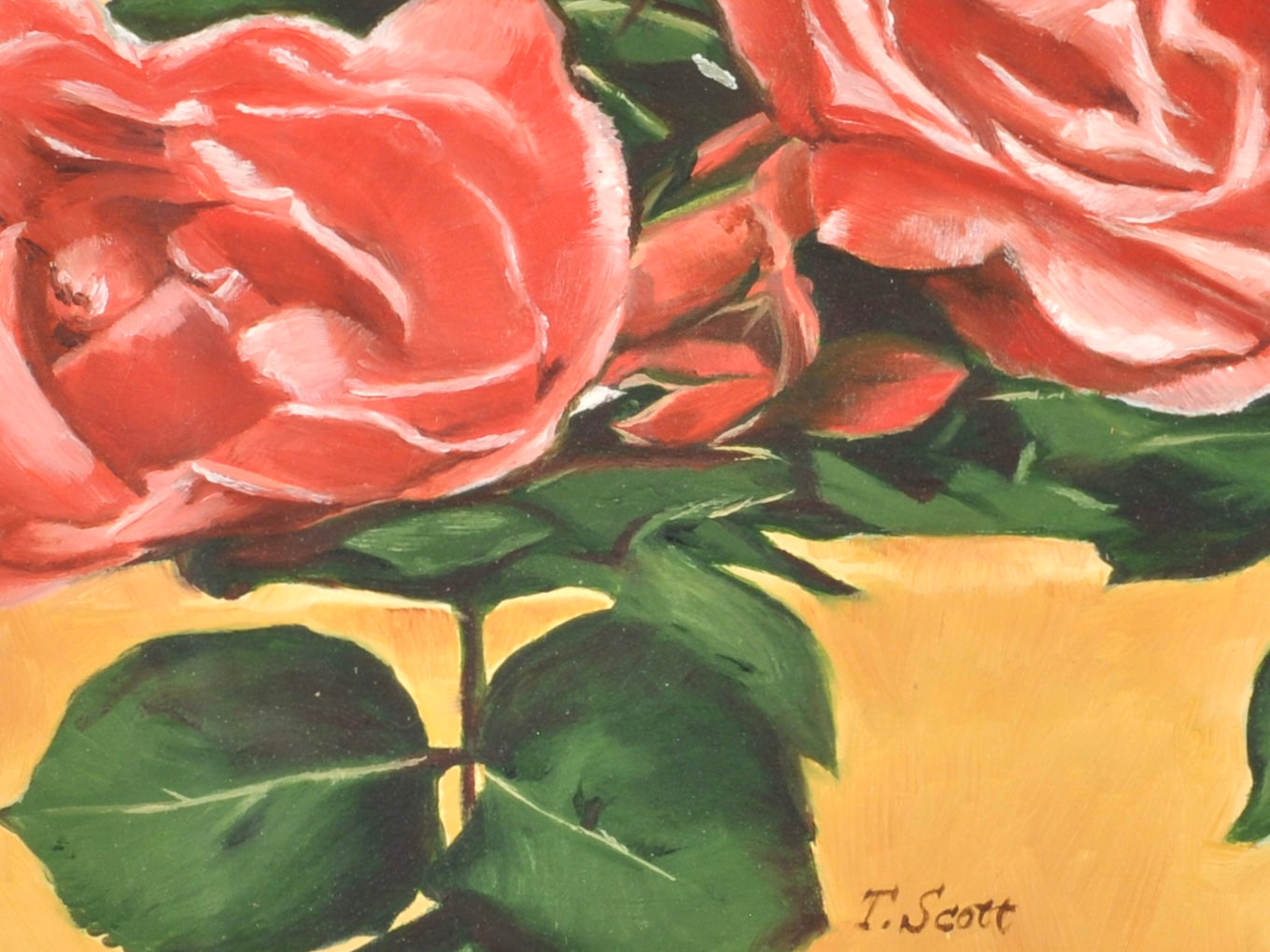 Oil Painting-Vintage Roses-Ornate Gold Gilded Wood Framed and Matted-by Tamara Scott