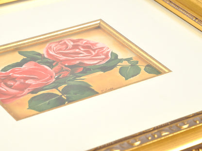 Oil Painting-Vintage Roses-Ornate Gold Gilded Wood Framed and Matted-by Tamara Scott