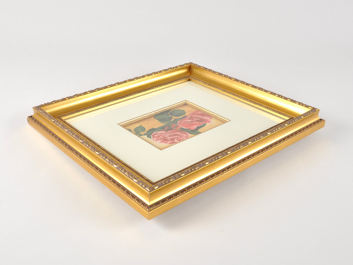 Oil Painting-Vintage Roses-Ornate Gold Gilded Wood Framed and Matted-by Tamara Scott