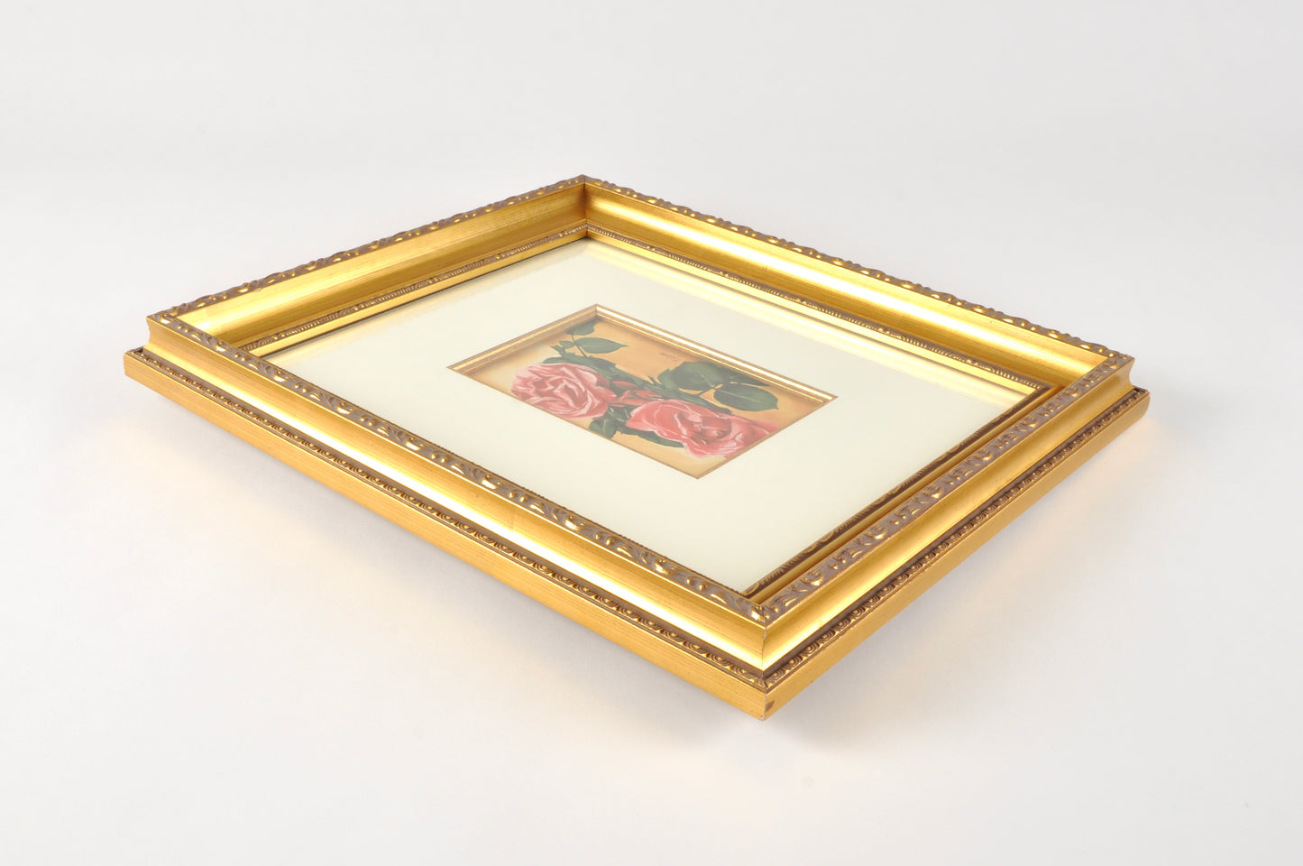 Oil Painting-Vintage Roses-Ornate Gold Gilded Wood Framed and Matted-by Tamara Scott