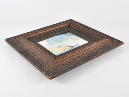 Original Abstract Oil Painting on Canvas Board-Blush Fusion-Dark Two Tone Ornate Vintage Wood Frame by Tamara Scott Tamara Scott Designs