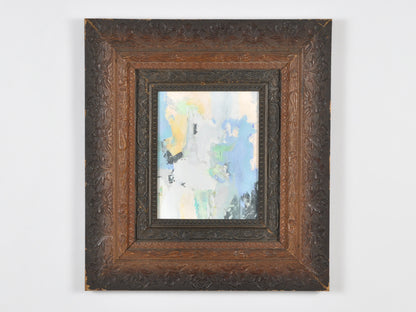 Original Abstract Oil Painting on Canvas Board-Blush Fusion-Dark Two Tone Ornate Vintage Wood Frame by Tamara Scott Tamara Scott Designs