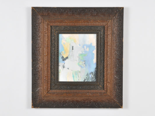 Original Abstract Oil Painting on Canvas Board-Blush Fusion-Dark Two Tone Ornate Vintage Wood Frame by Tamara Scott Tamara Scott Designs