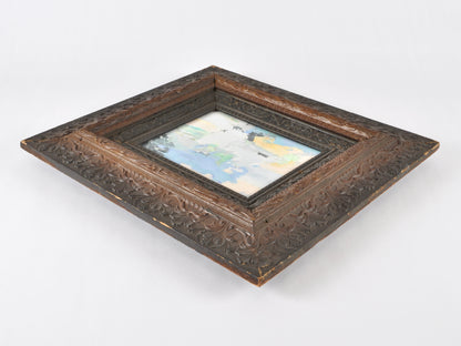 Original Abstract Oil Painting on Canvas Board-Blush Fusion-Dark Two Tone Ornate Vintage Wood Frame by Tamara Scott Tamara Scott Designs