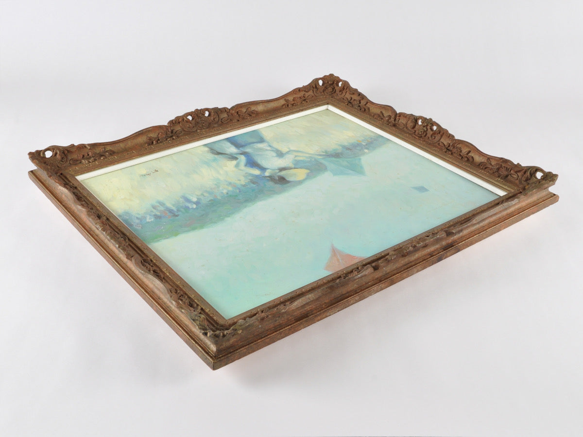 Original Framed French Impressionistic "Kite Flying" Oil Painting by Roy Austin Tamara Scott Designs