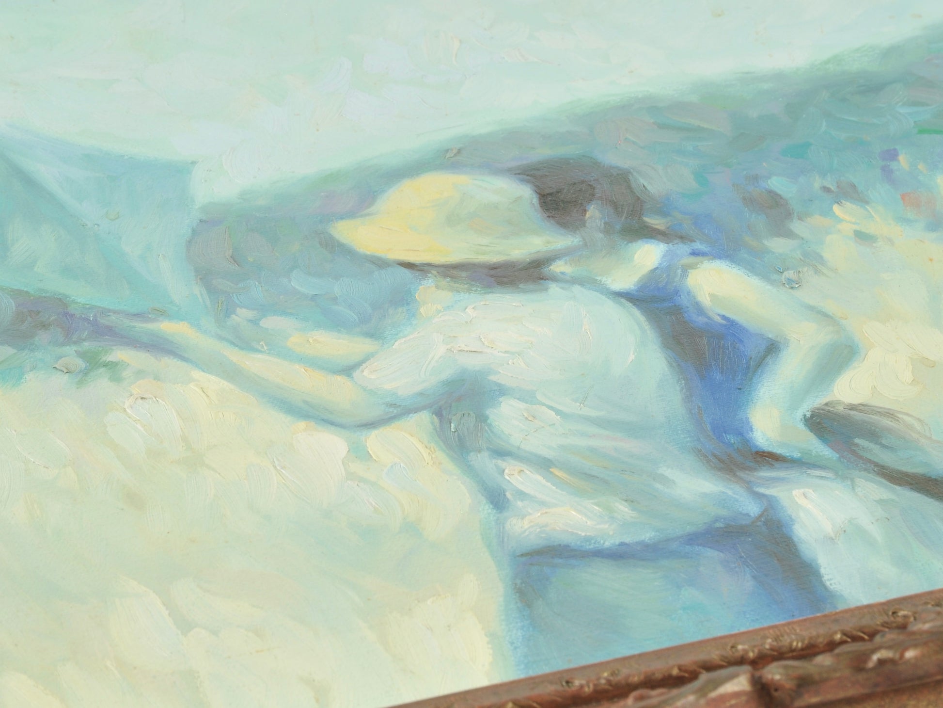 Original Framed French Impressionistic "Kite Flying" Oil Painting by Roy Austin Tamara Scott Designs